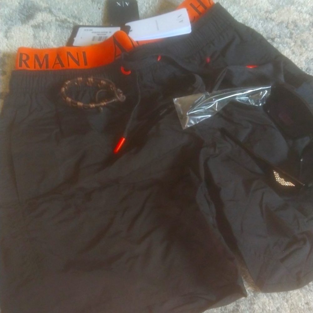 A/X Armani Exchange S-88 Boxer Beachwear Swimsuit+Armani Style Sunglasses